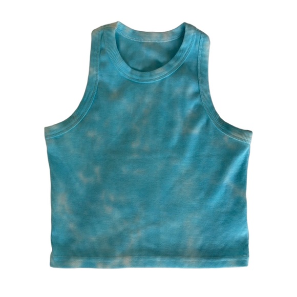 Blue Tie-Dye Ribbed Crop Tank & Shorts Set – Size Small – Glacial Blue - Picture 5 of 8